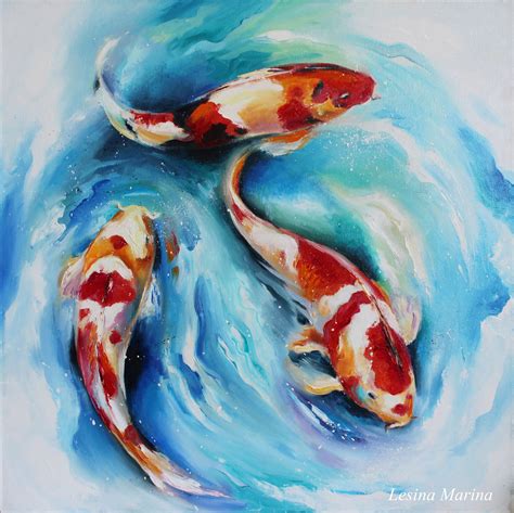 His paintings and prints are collected world wide. . Koi fish painting